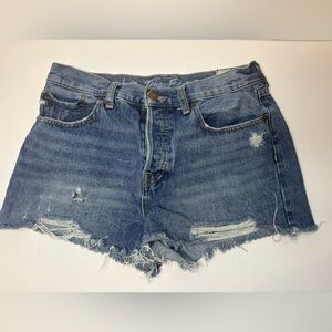 We The Free Blue Distressed Jean Shorts